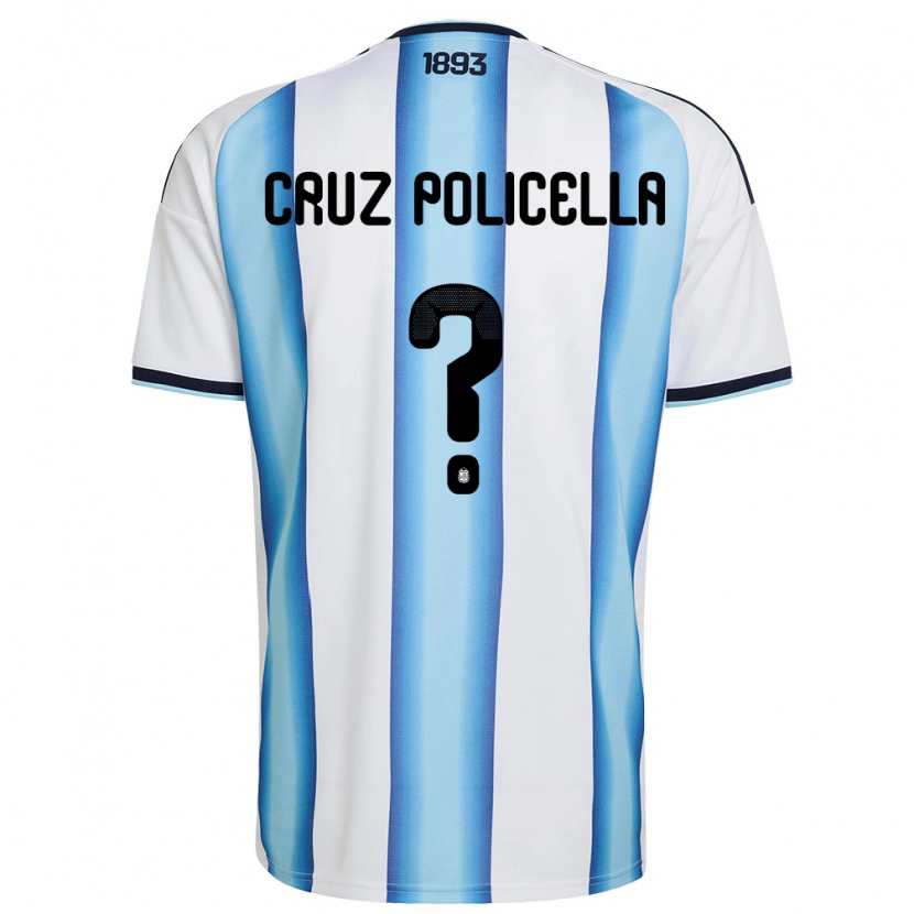 Danxen Män Argentina Juan Cruz Policella #0 Vit Himmelblå Marin Hemmatröja Matchtröjor 26-28 Tröjor T-Tröja