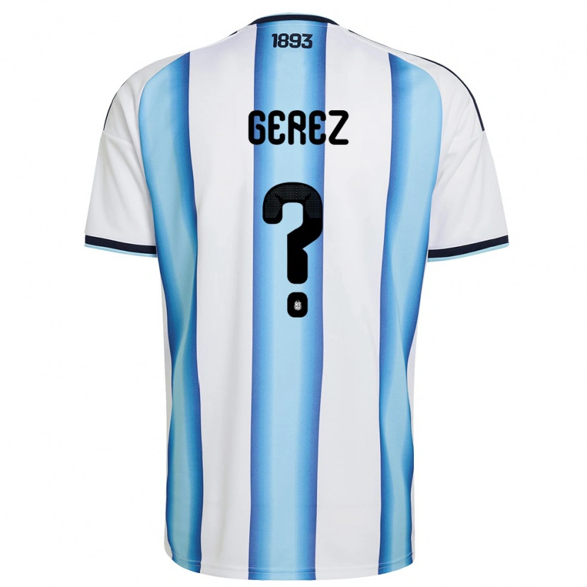 Danxen Män Argentina Mariano Gerez #0 Vit Himmelblå Marin Hemmatröja Matchtröjor 26-28 Tröjor T-Tröja