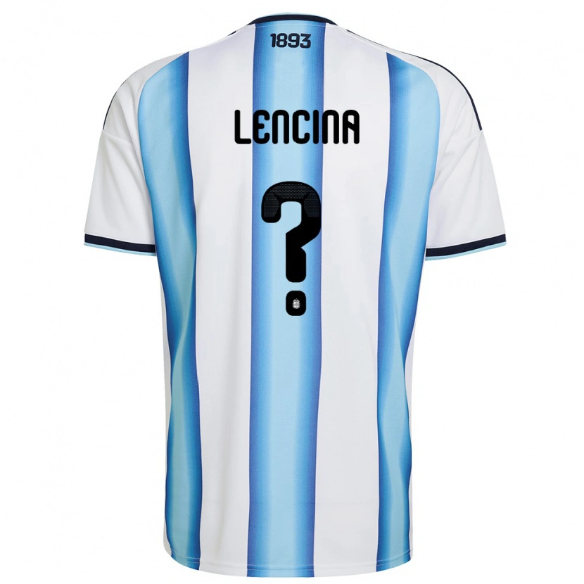 Danxen Män Argentina Santiago Lencina #0 Vit Himmelblå Marin Hemmatröja Matchtröjor 26-28 Tröjor T-Tröja