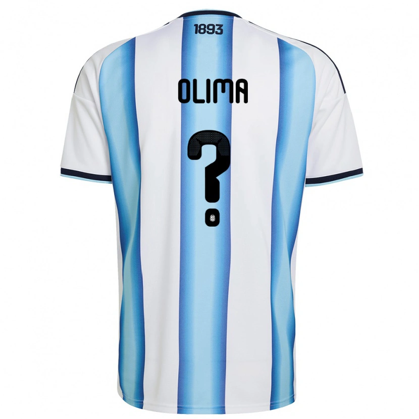 Danxen Män Argentina Leandro Olima #0 Vit Himmelblå Marin Hemmatröja Matchtröjor 26-28 Tröjor T-Tröja