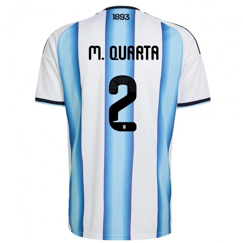 Danxen Män Argentina Lucas Martínez Quarta #2 Vit Himmelblå Marin Hemmatröja Matchtröjor 26-28 Tröjor T-Tröja