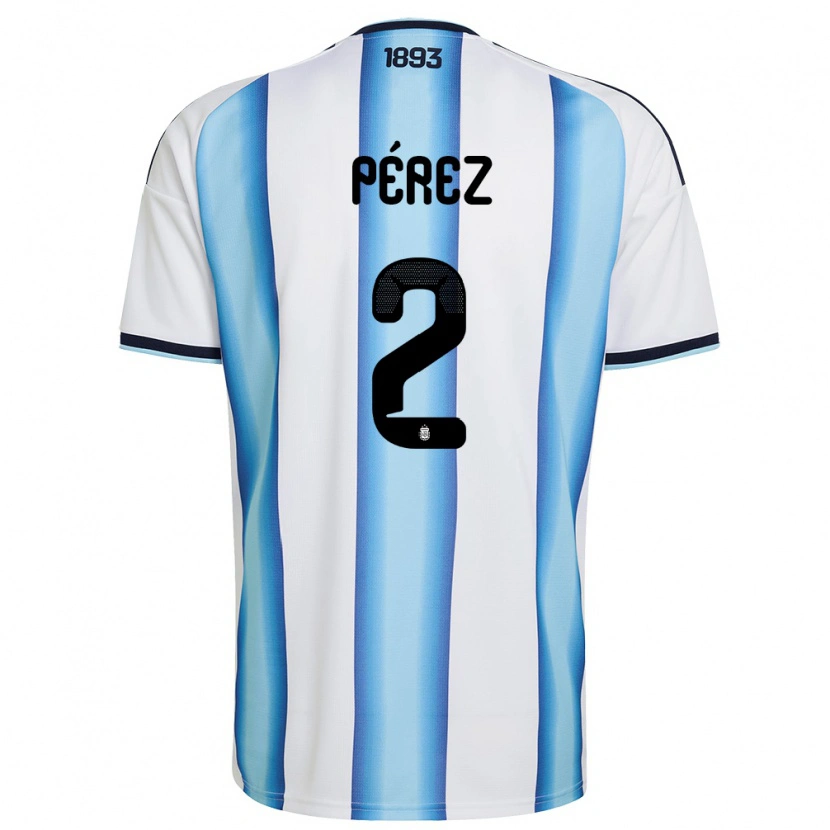 Danxen Män Argentina Nehuen Perez #2 Vit Himmelblå Marin Hemmatröja Matchtröjor 26-28 Tröjor T-Tröja
