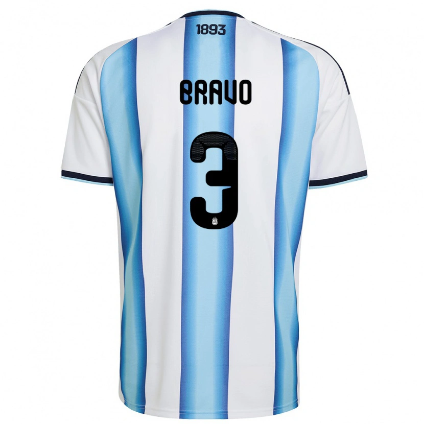 Danxen Män Argentina Claudio Bravo #3 Vit Himmelblå Marin Hemmatröja Matchtröjor 26-28 Tröjor T-Tröja