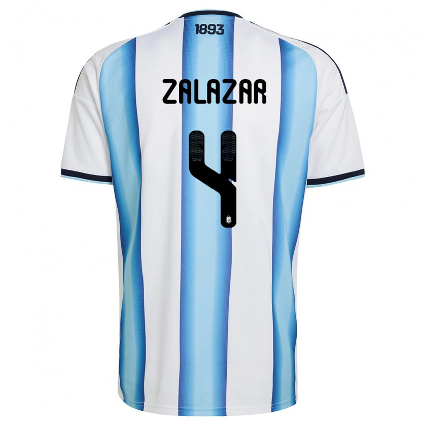 Danxen Män Argentina Misael Zalazar #4 Vit Himmelblå Marin Hemmatröja Matchtröjor 26-28 Tröjor T-Tröja