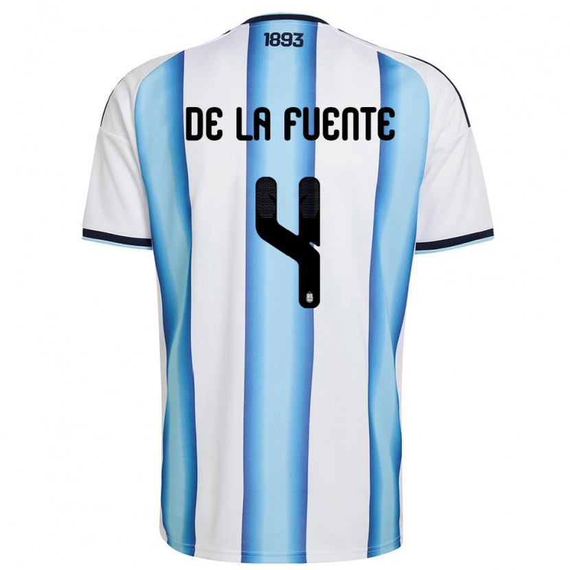 Danxen Män Argentina Hernan De La Fuente #4 Vit Himmelblå Marin Hemmatröja Matchtröjor 26-28 Tröjor T-Tröja