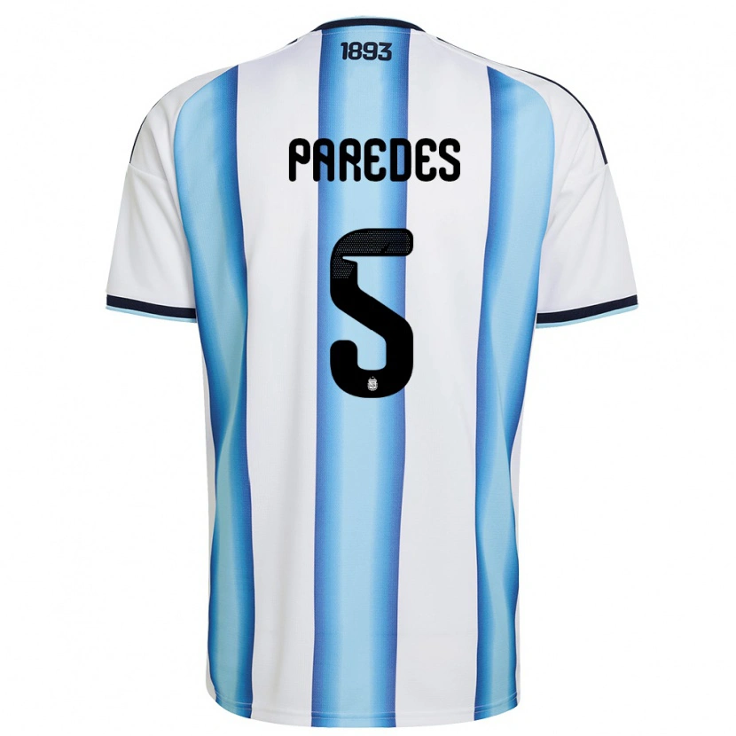 Danxen Män Argentina Leandro Paredes #5 Vit Himmelblå Marin Hemmatröja Matchtröjor 26-28 Tröjor T-Tröja