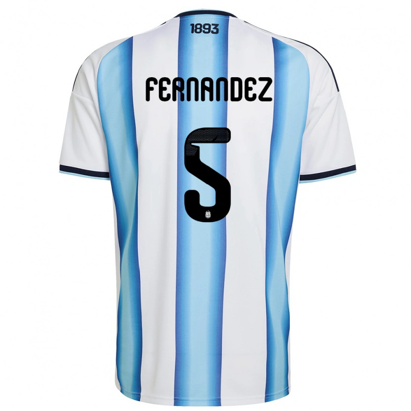 Danxen Män Argentina Ezequiel Fernández #5 Vit Himmelblå Marin Hemmatröja Matchtröjor 26-28 Tröjor T-Tröja