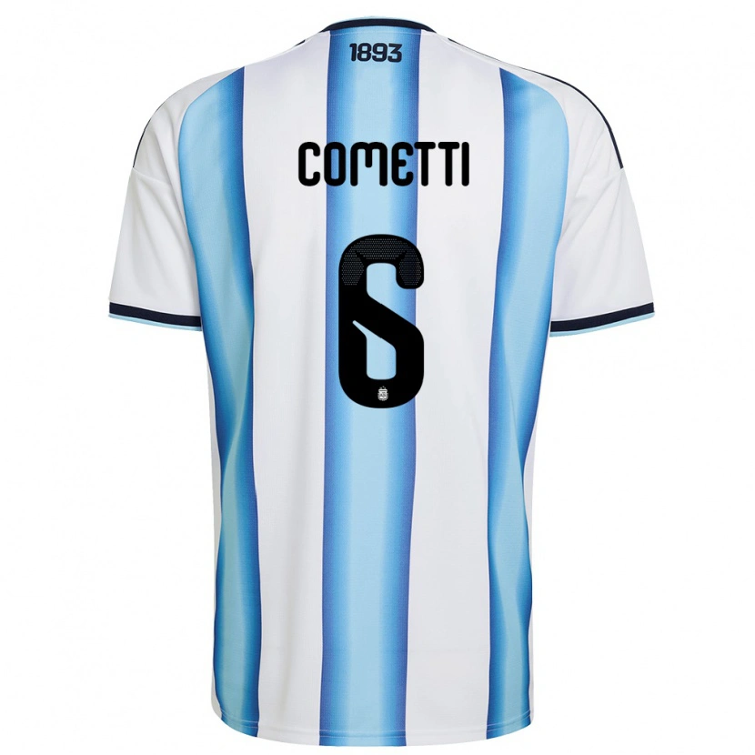 Danxen Män Argentina Aldana Cometti #6 Vit Himmelblå Marin Hemmatröja Matchtröjor 26-28 Tröjor T-Tröja