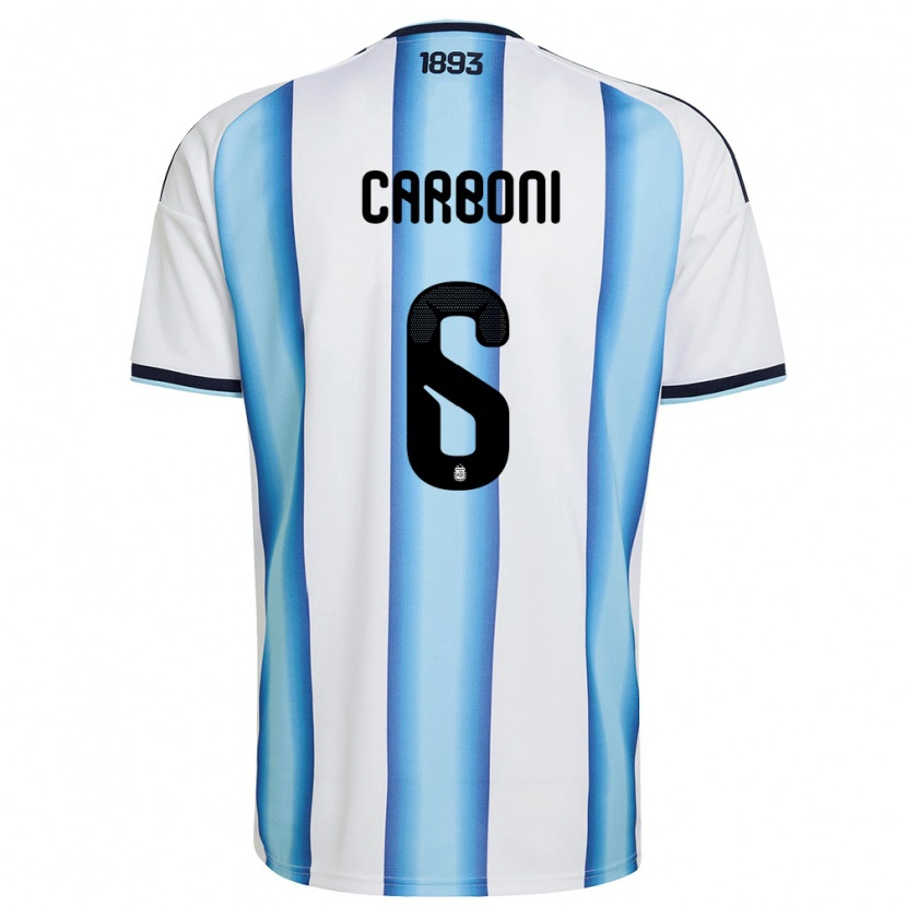 Danxen Män Argentina Franco Carboni #6 Vit Himmelblå Marin Hemmatröja Matchtröjor 26-28 Tröjor T-Tröja