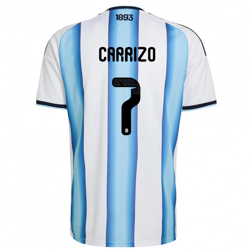 Danxen Män Argentina Maher Carrizo #7 Vit Himmelblå Marin Hemmatröja Matchtröjor 26-28 Tröjor T-Tröja