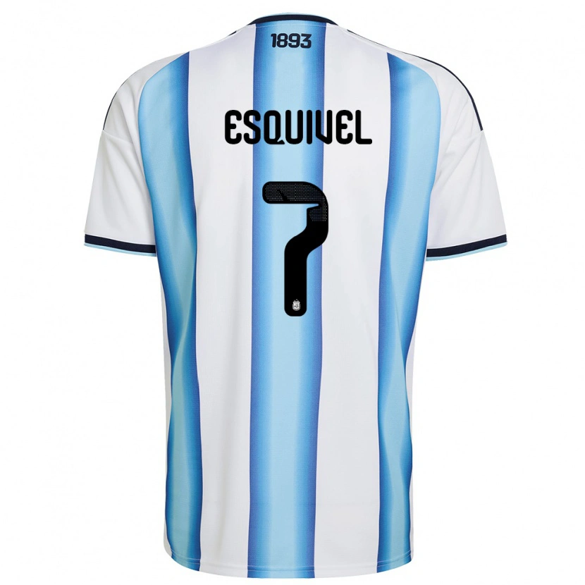 Danxen Män Argentina Felipe Esquivel #7 Vit Himmelblå Marin Hemmatröja Matchtröjor 26-28 Tröjor T-Tröja