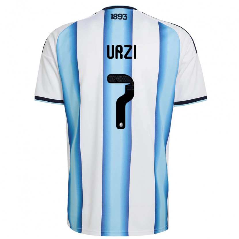 Danxen Män Argentina Agustin Urzi #7 Vit Himmelblå Marin Hemmatröja Matchtröjor 26-28 Tröjor T-Tröja