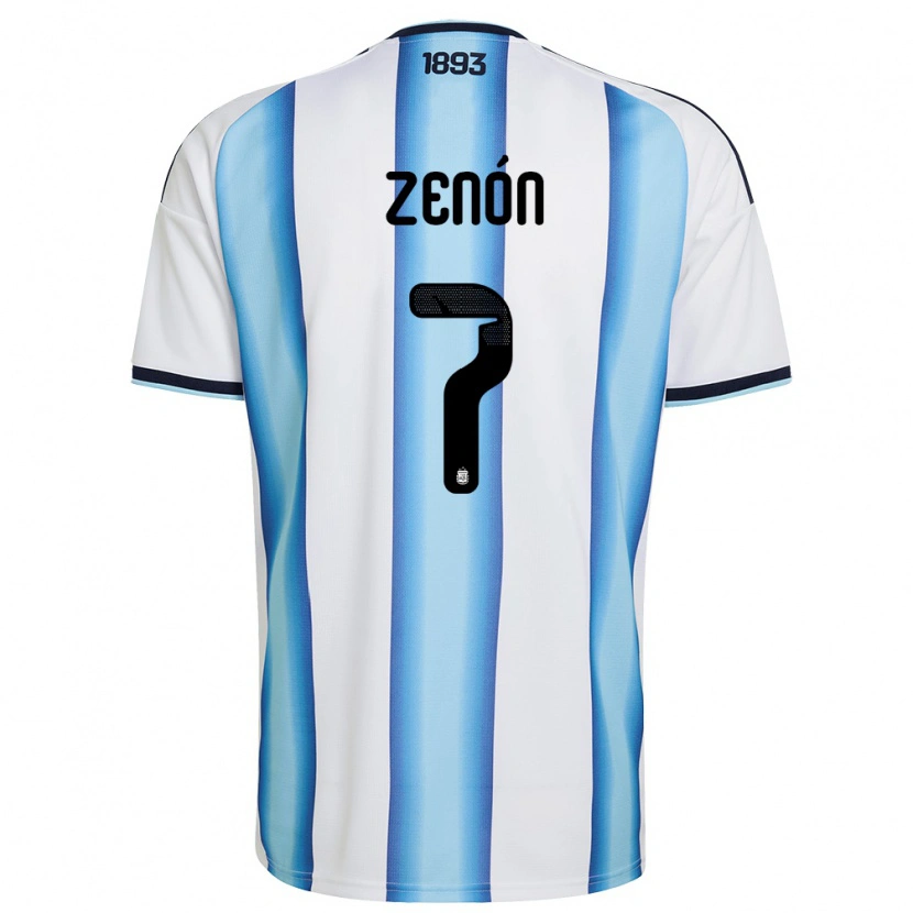 Danxen Män Argentina Kevin Zenón #7 Vit Himmelblå Marin Hemmatröja Matchtröjor 26-28 Tröjor T-Tröja