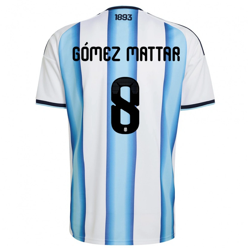 Danxen Män Argentina Jerónimo Gómez Mattar #8 Vit Himmelblå Marin Hemmatröja Matchtröjor 26-28 Tröjor T-Tröja