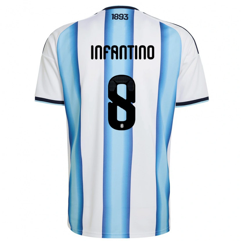 Danxen Män Argentina Gino Infantino #8 Vit Himmelblå Marin Hemmatröja Matchtröjor 26-28 Tröjor T-Tröja