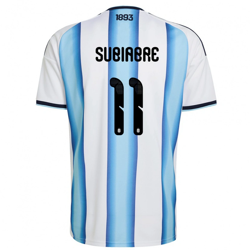 Danxen Män Argentina Ian Subiabre #11 Vit Himmelblå Marin Hemmatröja Matchtröjor 26-28 Tröjor T-Tröja