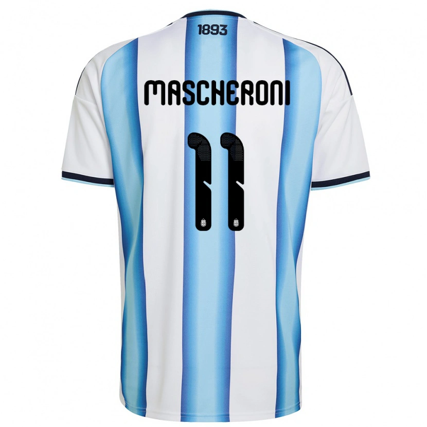Danxen Män Argentina Bruno Mascheroni #11 Vit Himmelblå Marin Hemmatröja Matchtröjor 26-28 Tröjor T-Tröja
