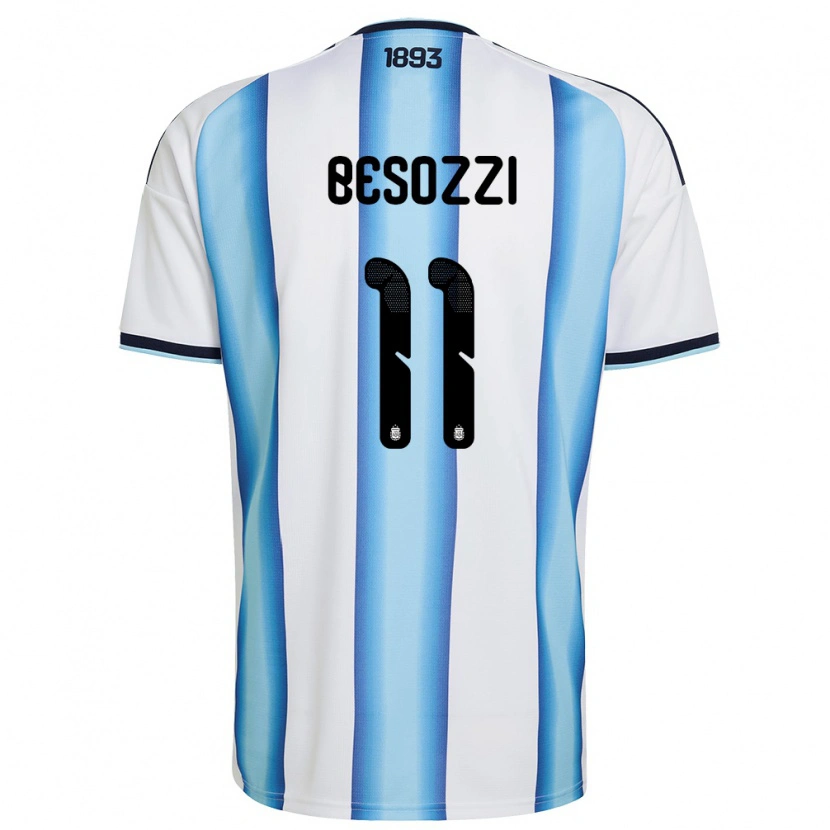 Danxen Män Argentina Lucas Besozzi #11 Vit Himmelblå Marin Hemmatröja Matchtröjor 26-28 Tröjor T-Tröja