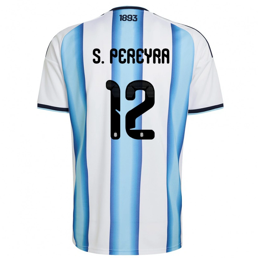 Danxen Män Argentina Solana Pereyra #12 Vit Himmelblå Marin Hemmatröja Matchtröjor 26-28 Tröjor T-Tröja