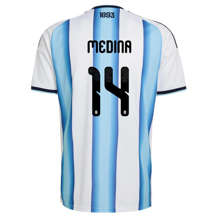 Danxen Män Argentina Facundo Medina #14 Vit Himmelblå Marin Hemmatröja Matchtröjor 26-28 Tröjor T-Tröja