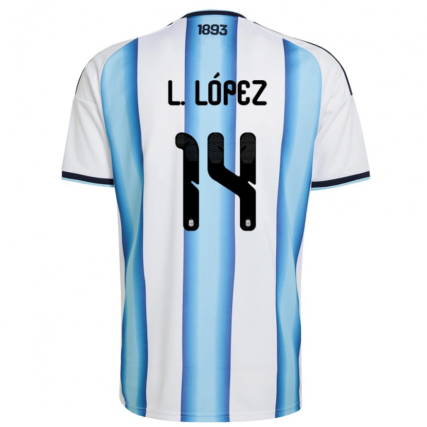Danxen Män Argentina Lautaro Lopez #14 Vit Himmelblå Marin Hemmatröja Matchtröjor 26-28 Tröjor T-Tröja