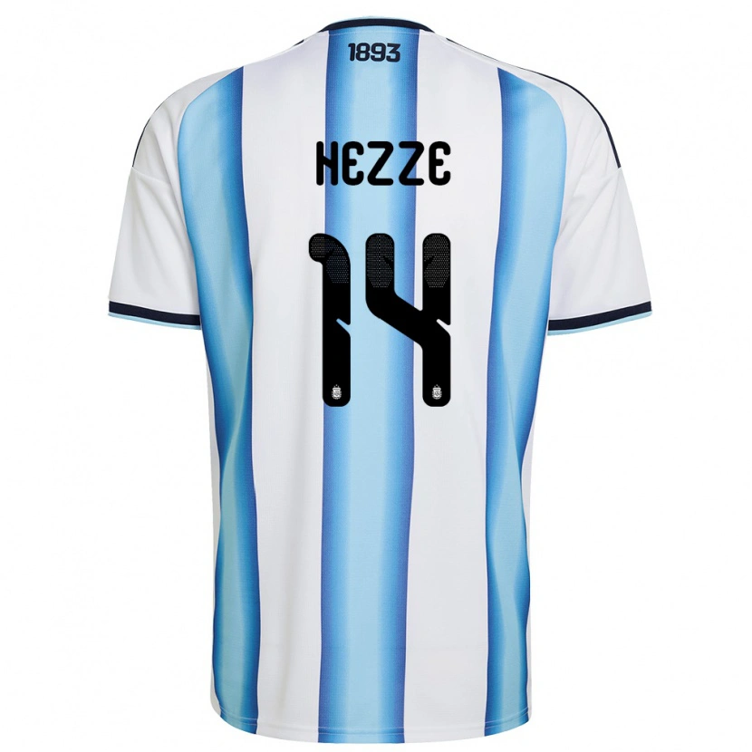 Danxen Män Argentina Santiago Hezze #14 Vit Himmelblå Marin Hemmatröja Matchtröjor 26-28 Tröjor T-Tröja