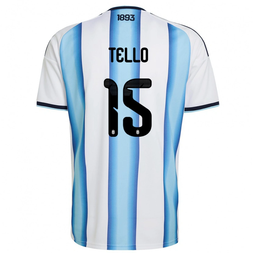 Danxen Män Argentina Alejandro Tello #15 Vit Himmelblå Marin Hemmatröja Matchtröjor 26-28 Tröjor T-Tröja