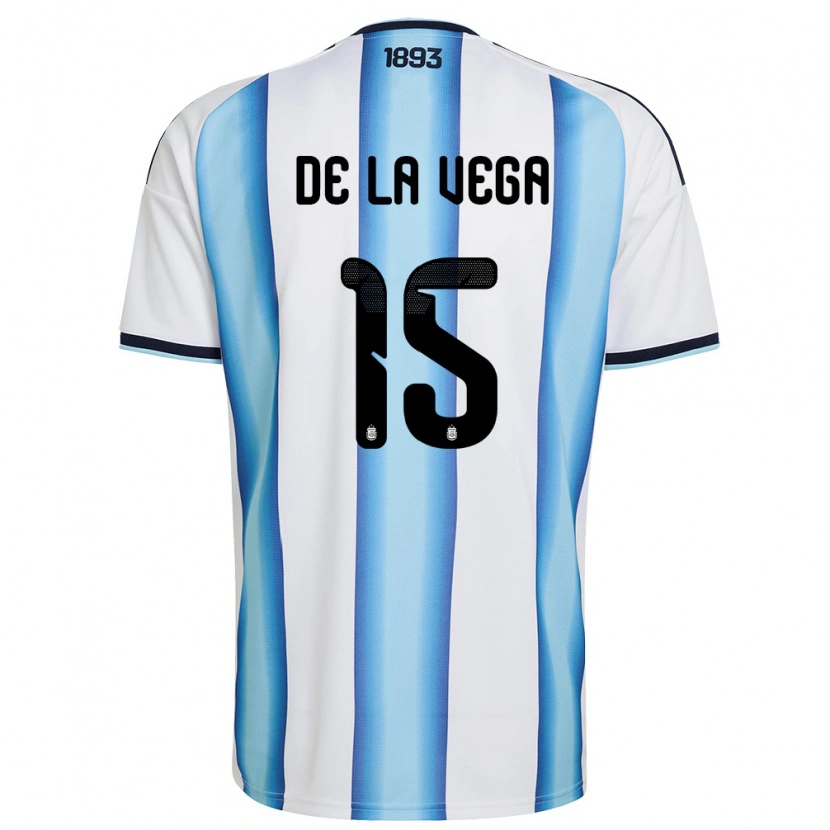 Danxen Män Argentina Pedro De La Vega #15 Vit Himmelblå Marin Hemmatröja Matchtröjor 26-28 Tröjor T-Tröja