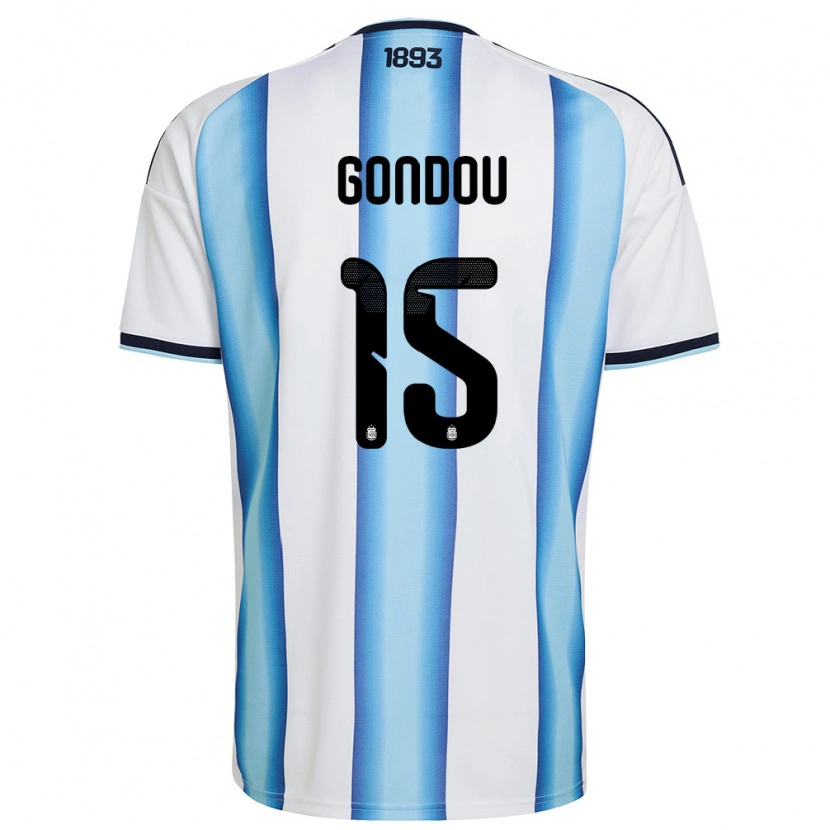 Danxen Män Argentina Luciano Gondou #15 Vit Himmelblå Marin Hemmatröja Matchtröjor 26-28 Tröjor T-Tröja