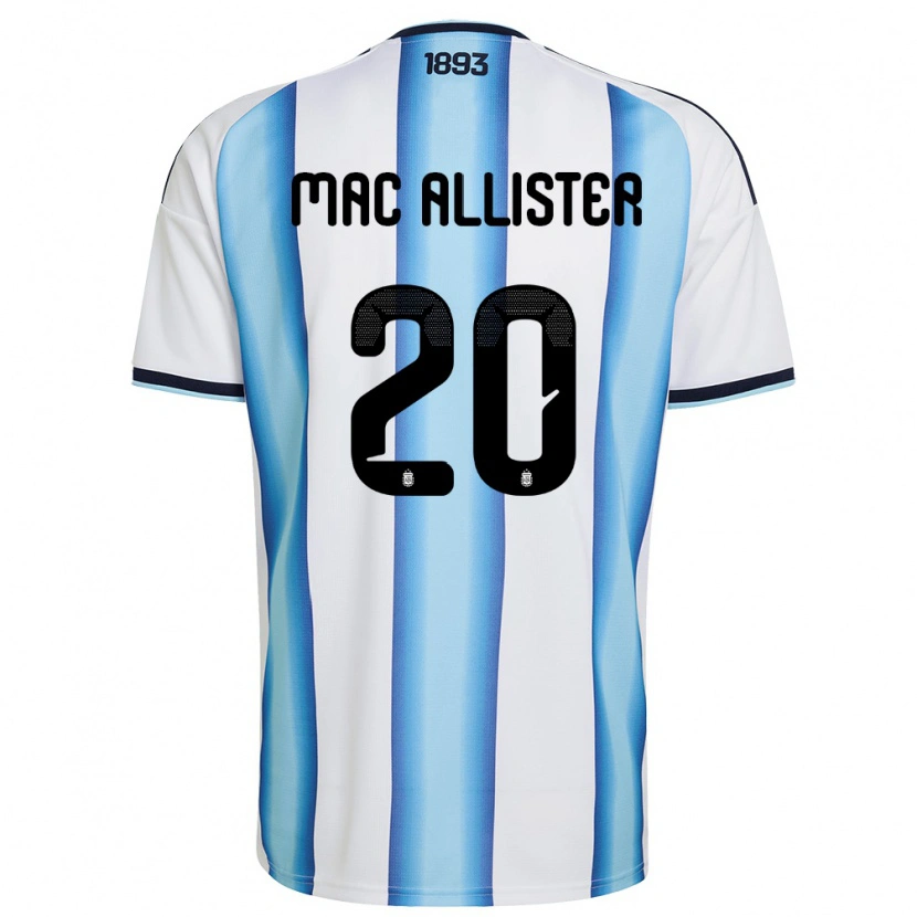 Danxen Män Argentina Alexis Mac Allister #20 Vit Himmelblå Marin Hemmatröja Matchtröjor 26-28 Tröjor T-Tröja