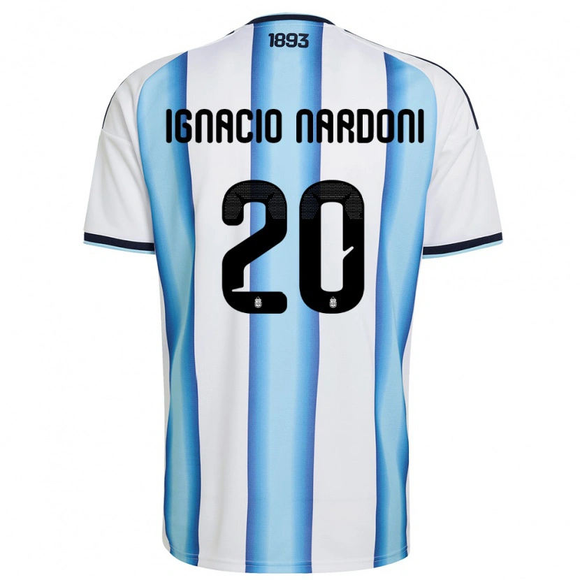 Danxen Män Argentina Juan Ignacio Nardoni #20 Vit Himmelblå Marin Hemmatröja Matchtröjor 26-28 Tröjor T-Tröja