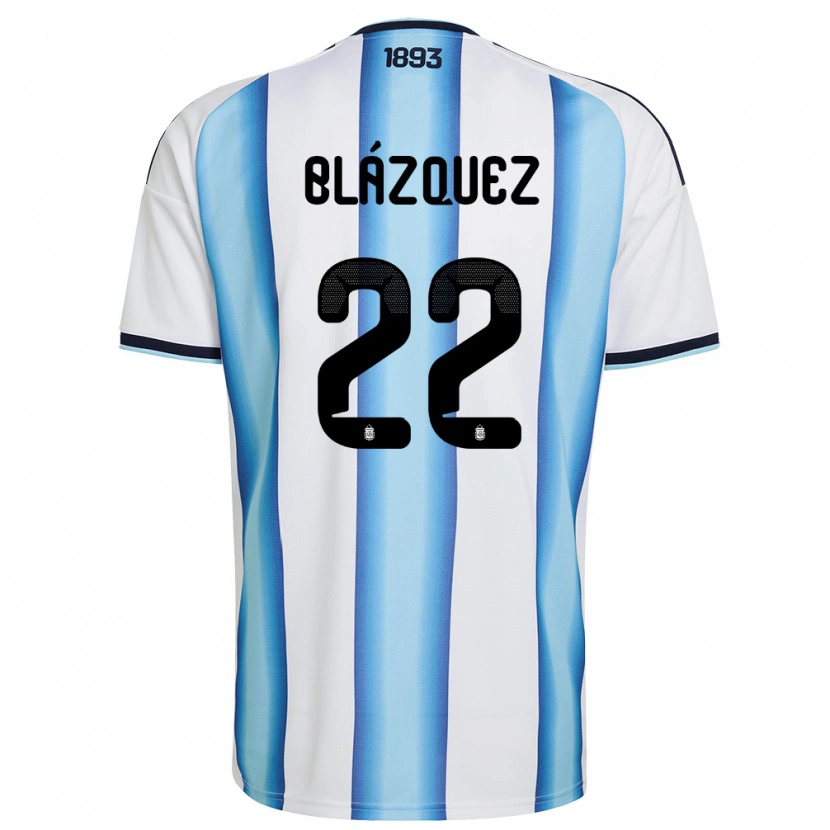 Danxen Män Argentina Joaquin Blazquez #22 Vit Himmelblå Marin Hemmatröja Matchtröjor 26-28 Tröjor T-Tröja