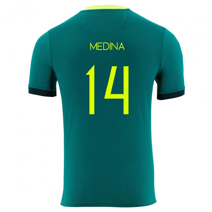 Danxen Män Bolivia Damian Medina #14 Grön Gul Svart Hemmatröja Matchtröjor 26-28 Tröjor T-Tröja