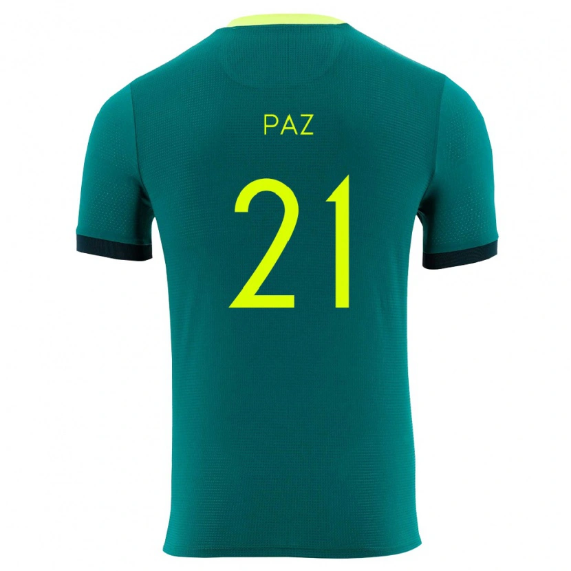 Danxen Män Bolivia Luis Paz #21 Grön Gul Svart Hemmatröja Matchtröjor 26-28 Tröjor T-Tröja