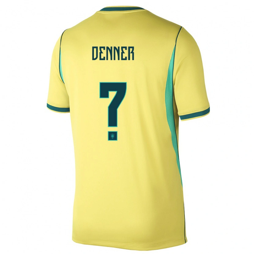Danxen Män Brasilien Denner #0 Gul Grön Hemmatröja Matchtröjor 26-28 Tröjor T-Tröja