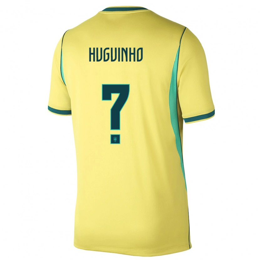 Danxen Män Brasilien Huguinho #0 Gul Grön Hemmatröja Matchtröjor 26-28 Tröjor T-Tröja