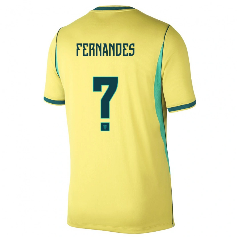 Danxen Män Brasilien Nathan Fernandes #0 Gul Grön Hemmatröja Matchtröjor 26-28 Tröjor T-Tröja