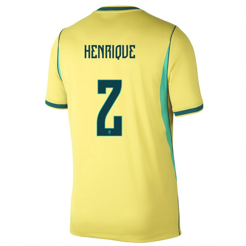 Danxen Män Brasilien Henrique #2 Gul Grön Hemmatröja Matchtröjor 26-28 Tröjor T-Tröja