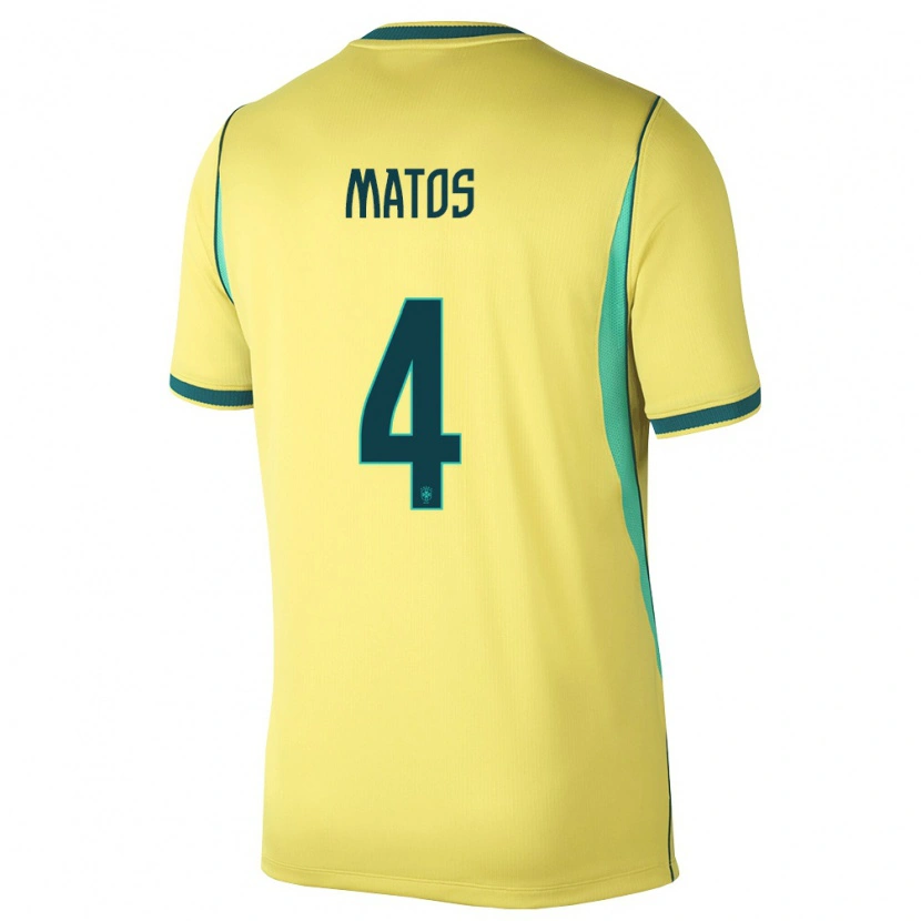 Danxen Män Brasilien Ryan Matos #4 Gul Grön Hemmatröja Matchtröjor 26-28 Tröjor T-Tröja