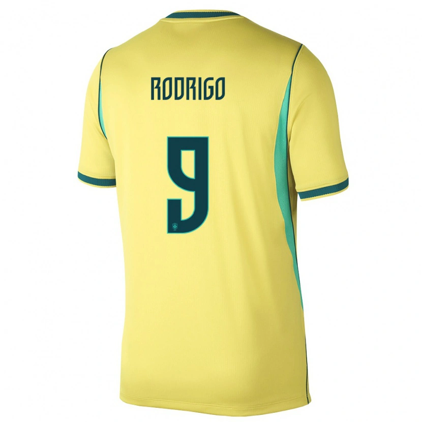 Danxen Män Brasilien Rodrigo #9 Gul Grön Hemmatröja Matchtröjor 26-28 Tröjor T-Tröja