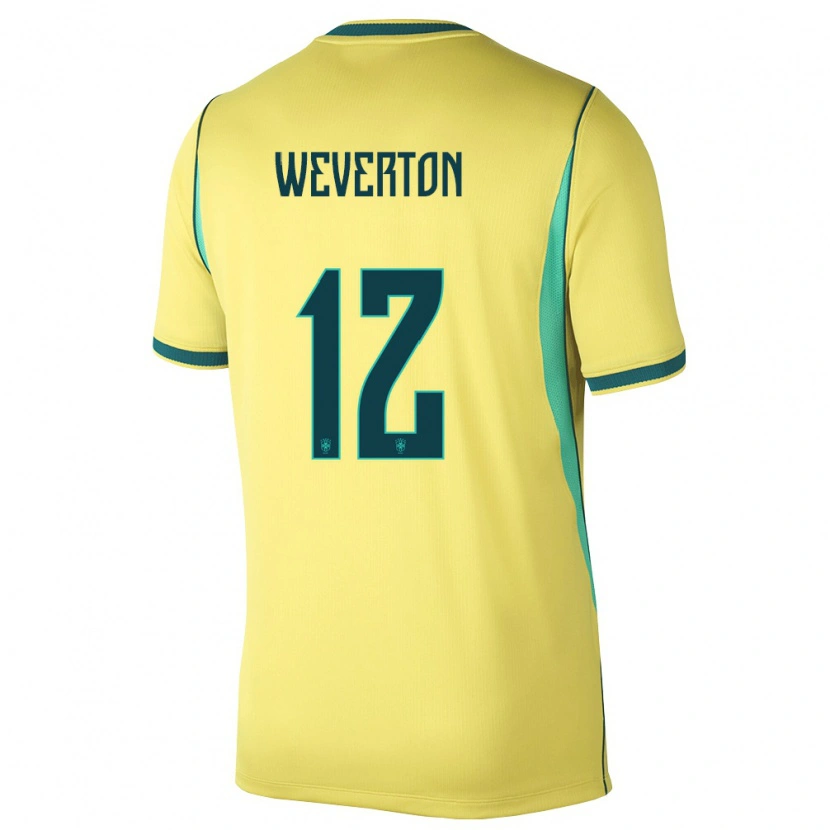 Danxen Män Brasilien Weverton #12 Gul Grön Hemmatröja Matchtröjor 26-28 Tröjor T-Tröja