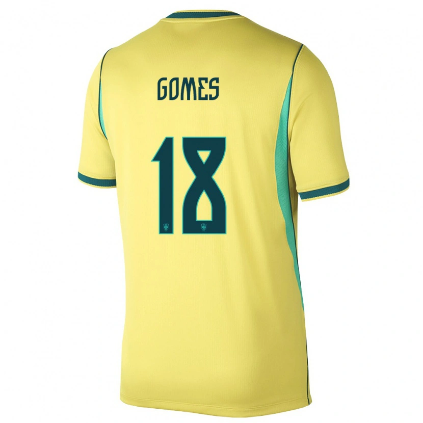Danxen Män Brasilien Marlon Gomes #18 Gul Grön Hemmatröja Matchtröjor 26-28 Tröjor T-Tröja