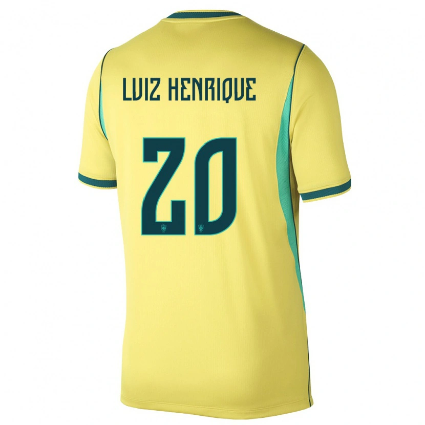Danxen Män Brasilien Luiz Henrique #20 Gul Grön Hemmatröja Matchtröjor 26-28 Tröjor T-Tröja