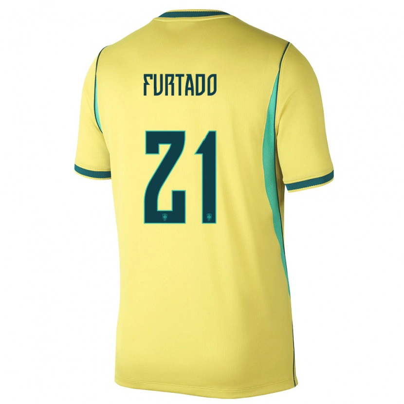 Danxen Män Brasilien Lucas Furtado #21 Gul Grön Hemmatröja Matchtröjor 26-28 Tröjor T-Tröja