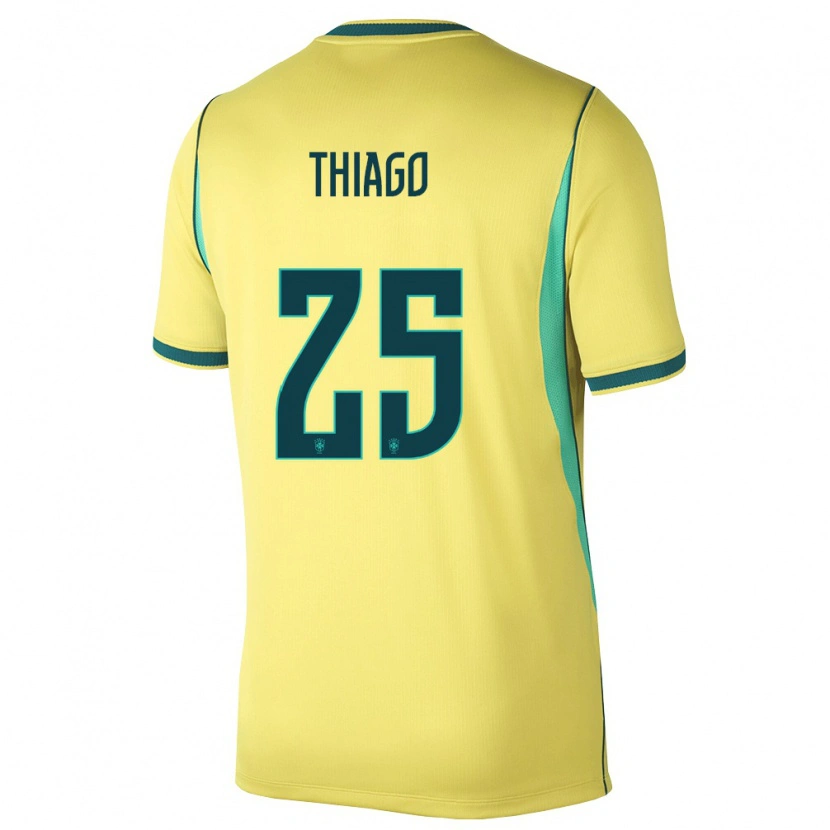 Danxen Män Brasilien Igor Thiago #25 Gul Grön Hemmatröja Matchtröjor 26-28 Tröjor T-Tröja