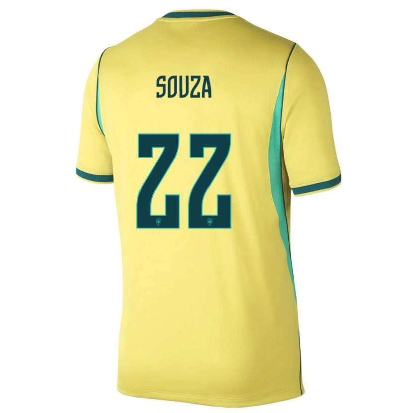 Danxen Män Brasilien Luiz Souza #22 Gul Grön Hemmatröja Matchtröjor 26-28 Tröjor T-Tröja