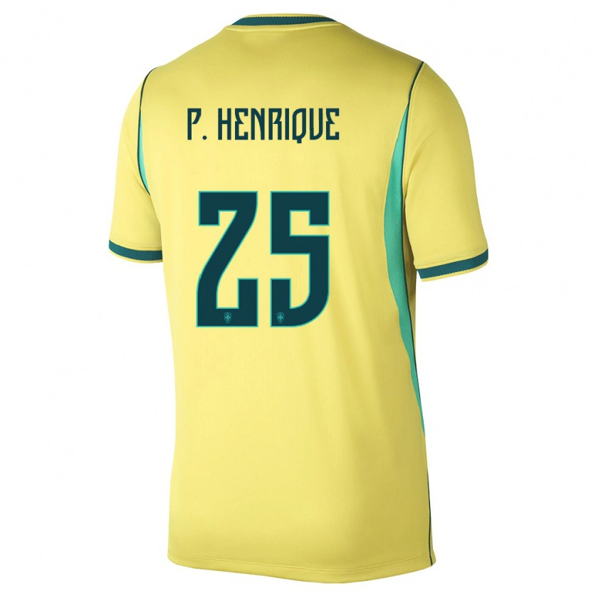 Danxen Män Brasilien Paulo Henrique #25 Gul Grön Hemmatröja Matchtröjor 26-28 Tröjor T-Tröja