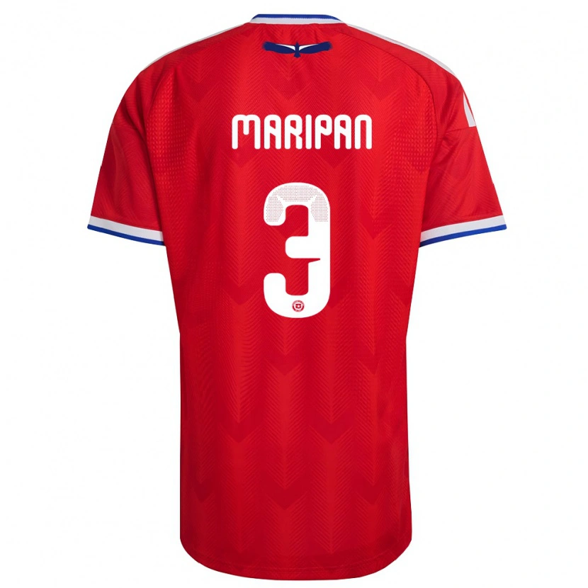 Danxen Män Chile Guillermo Maripán #3 Röd Vit Blå Hemmatröja Matchtröjor 26-28 Tröjor T-Tröja