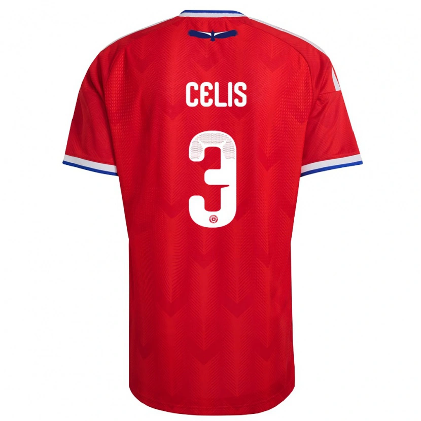 Danxen Män Chile Milovan Celis #3 Röd Vit Blå Hemmatröja Matchtröjor 26-28 Tröjor T-Tröja