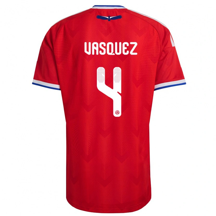 Danxen Män Chile Matías Vásquez #4 Röd Vit Blå Hemmatröja Matchtröjor 26-28 Tröjor T-Tröja